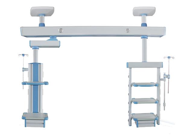 单臂医用吊桥采用天花悬挂方式安装，选用进口部件，结构紧凑，使用方便